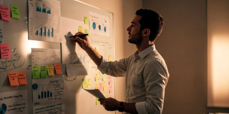 Businessman planning strategy