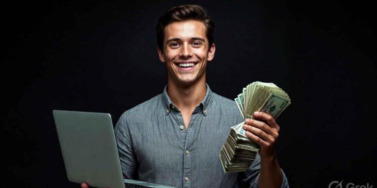 man with laptop in hins hand